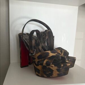 Christian Louboutin Leopard Print Platform Sandals